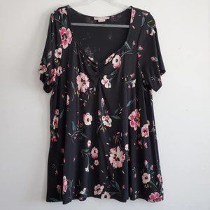Addition Elle Black floral top 1X